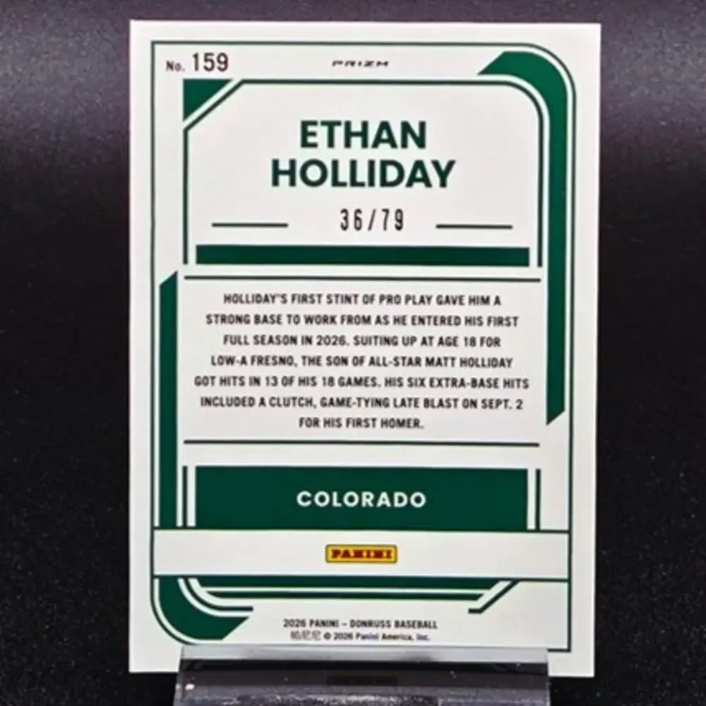 Ethan Holliday 36/79 Optic Pink Velocity Prizm Colorado Rockies Top Prospect